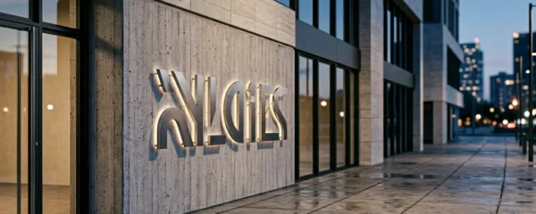 Façade de commerce haut de gamme avec lettres en relief 3D métallisées