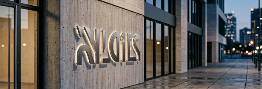 Façade de commerce haut de gamme avec lettres en relief 3D métallisées