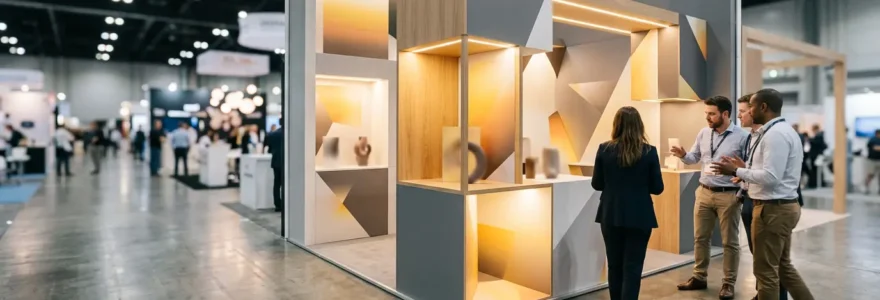 Stand de salon professionnel innovant attirant de nombreux visiteurs grâce à une expérience immersive et différenciante