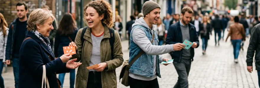 Campagne de street marketing avec distribution de stickers en milieu urbain