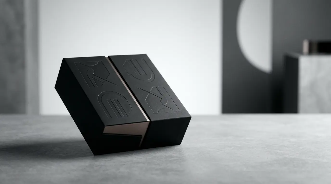 Packaging luxueux soigneusement présenté mettant en valeur un produit haut de gamme
