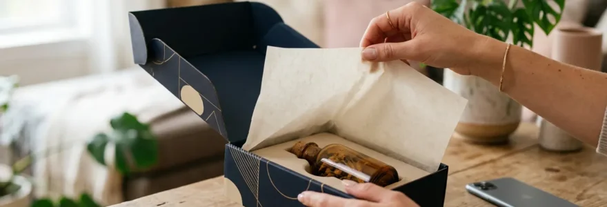 Expérience d'unboxing captivante avec packaging élégant et partage spontané sur les réseaux sociaux