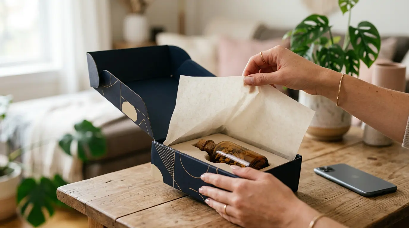 Expérience d'unboxing captivante avec packaging élégant et partage spontané sur les réseaux sociaux