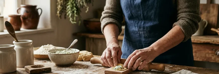 Scène artisanale montrant un producteur local travaillant avec authenticité et passion dans son environnement de création