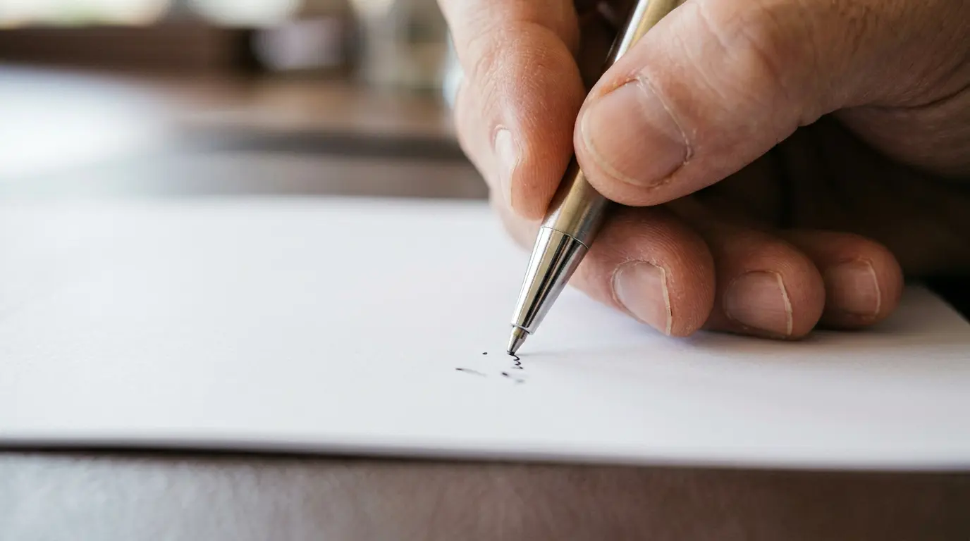 Stylo premium gravé utilisé lors de la signature d'un contrat professionnel